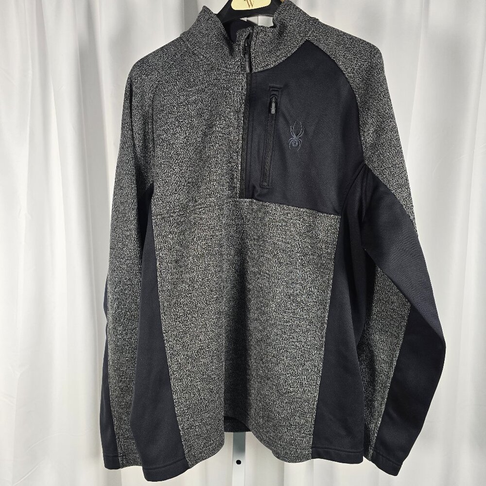 Spyder Men's Half Zip Sweater Gait Knit Pullover Jacket XXL Gray/Charcoal EUC